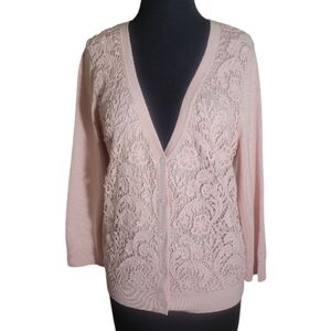 Apt.9 button closure v neck pink cardigan size large